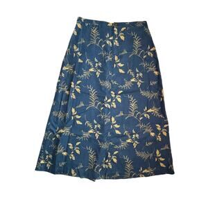 Liz Claiborne Linen Rayon A Line Midi Skirt Petite 8 Cornflower Blue Cottage